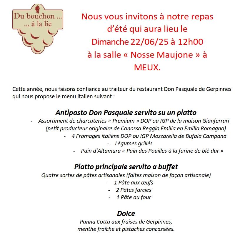 Menu 22 juin 2025